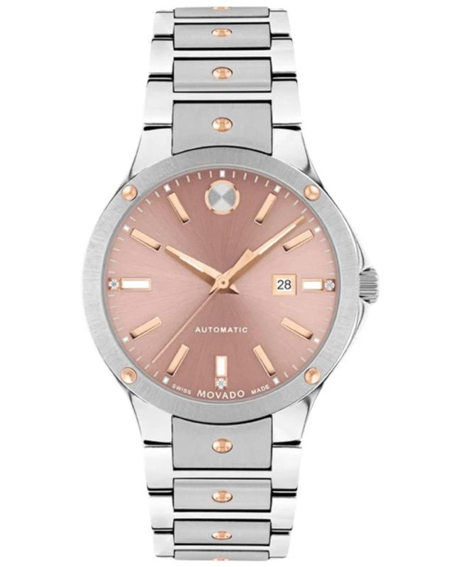 商品Movado|Movado SE Automatic Rose Diamond Dial Steel Women's Watch 0607936,价格¥10605,第1张图片