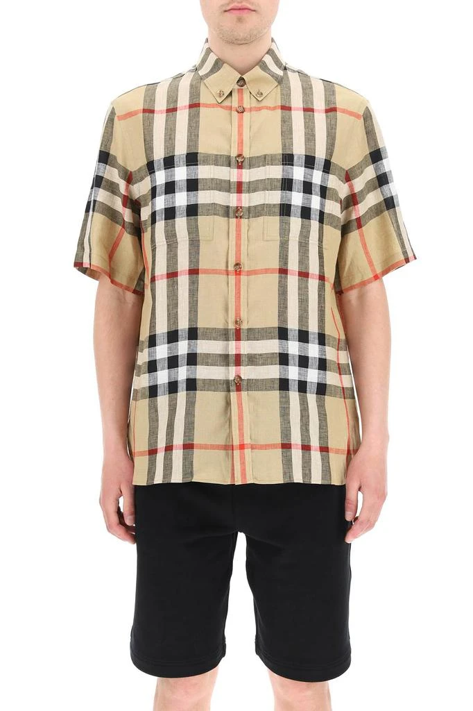 商品Burberry|Burberry tartan linen short sleeve shirt,价格¥2939,第2张图片详细描述