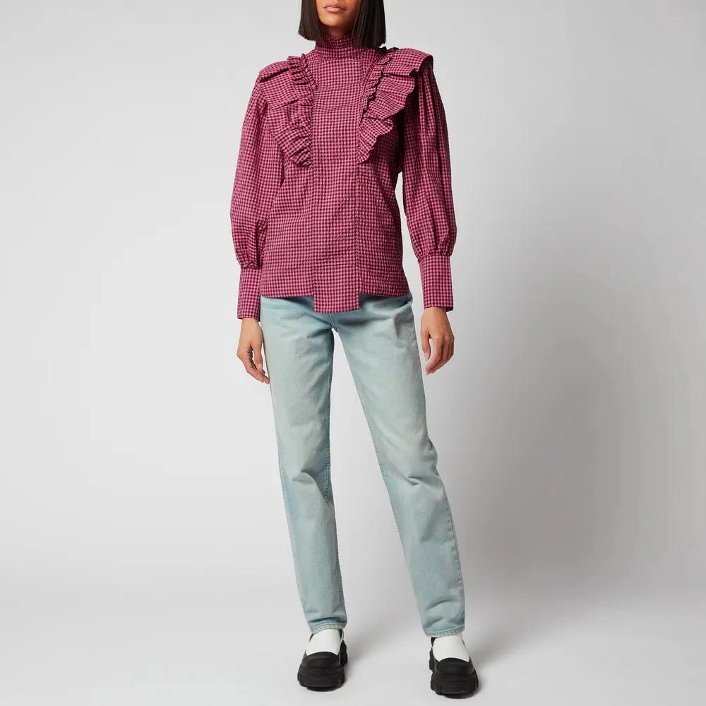 商品Ganni|Ganni Women's Seersucker Check Blouse,价格¥521,第3张图片详细描述