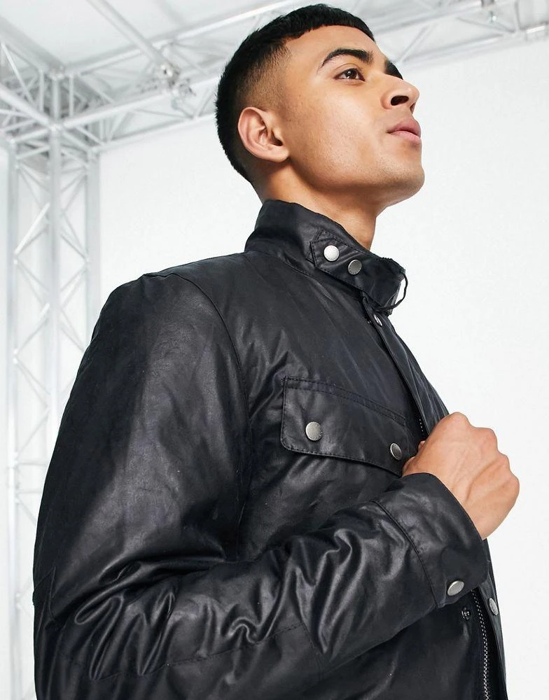 商品Barbour|Barbour International Duke slim fit wax jacket navy,价格¥1323,第4张图片详细描述