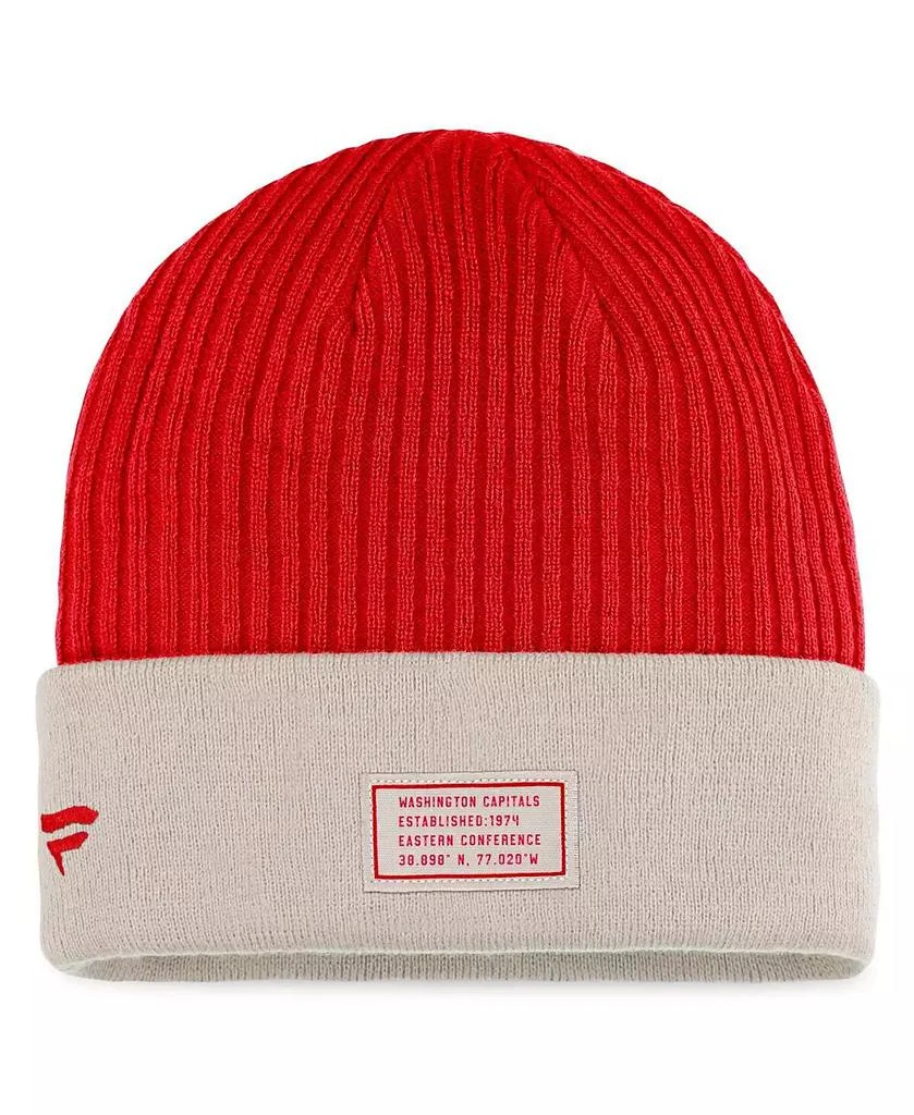 商品Fanatics|Men's Red and Khaki Washington Capitals True Classic Outdoor Play Cuffed Knit Hat,价格¥152,第2张图片详细描述