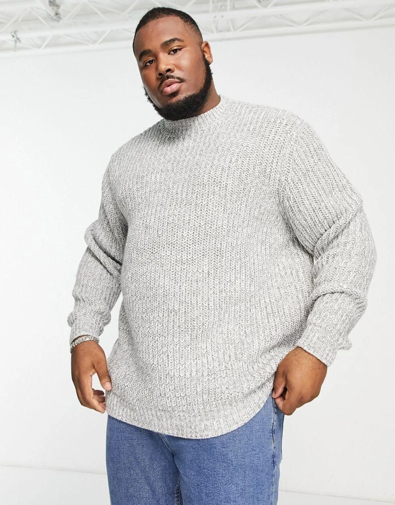 商品ASOS|ASOS DESIGN heavyweight fisherman turtle neck jumper in grey twist,价格¥159,第3张图片详细描述