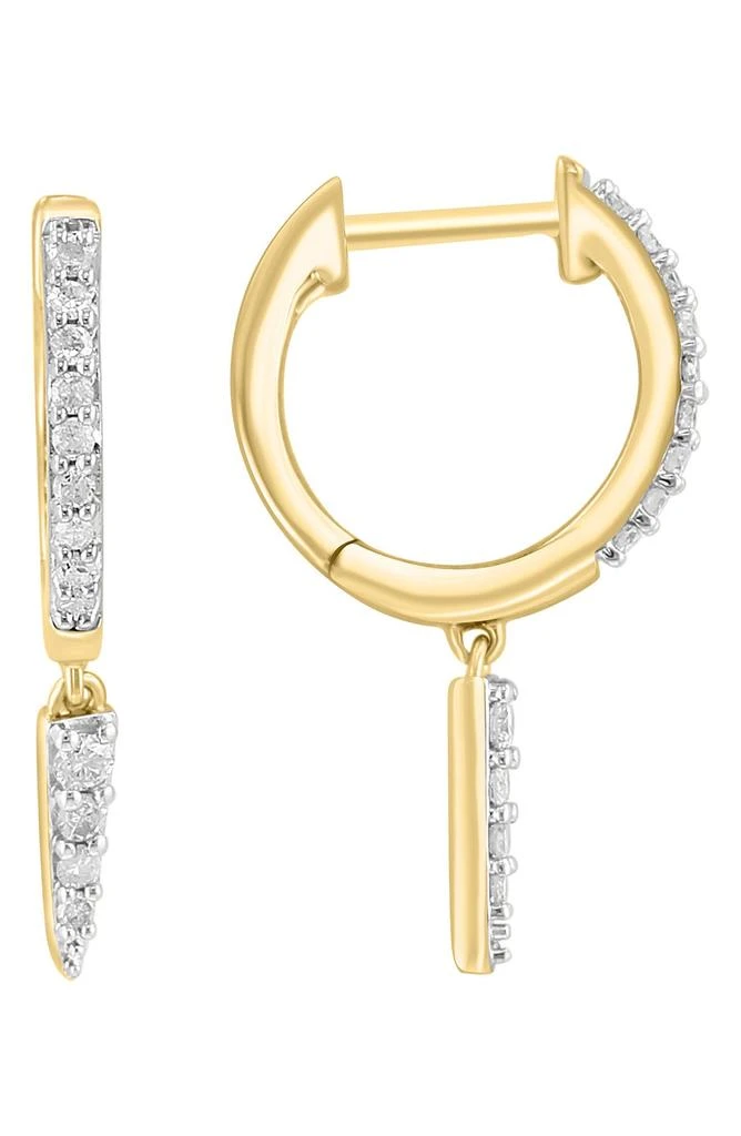 商品Effy|14K Gold Plated Pavé Diamond Drop Huggie Hoop Earrings - 0.20ct.,价格¥1358,第1张图片