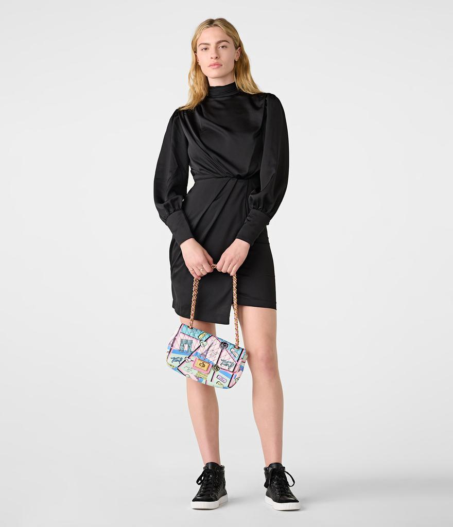 商品Karl Lagerfeld Paris|DRAPED MOCK NECK SATIN DRESS,价格¥632,第6张图片详细描述