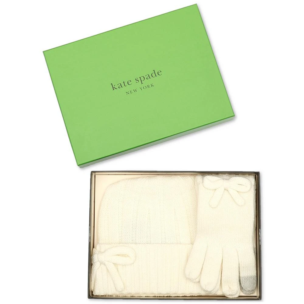 商品Kate Spade|Women's Metallic Bow Beanie & Gloves Boxed Set,价格¥719,第1张图片