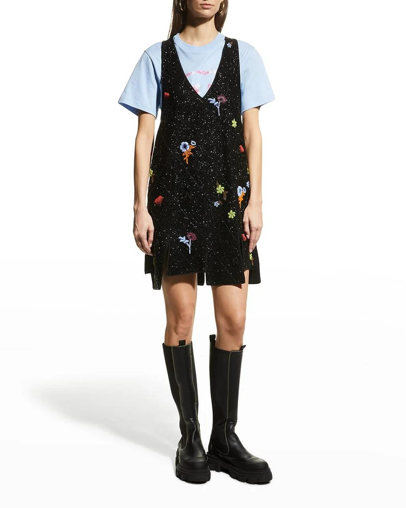 商品Ganni|V-Neck Beaded Panel Mini Dress,价格¥2308,第3张图片详细描述