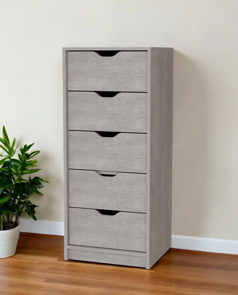 商品Homezia|18" Oak Five Drawer Standard Chest,价格¥2227,第2张图片详细描述