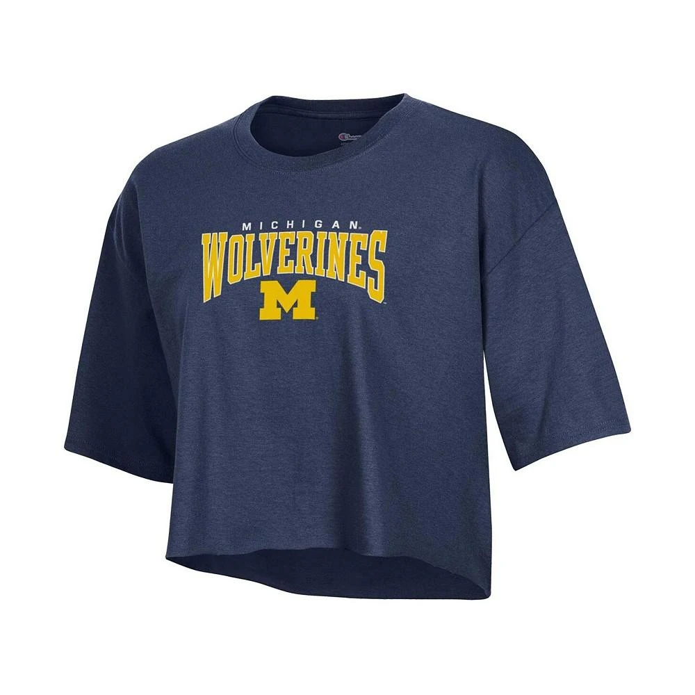 商品CHAMPION|Women's Heather Navy Michigan Wolverines Boyfriend Cropped T-shirt,价格¥222,第3张图片详细描述