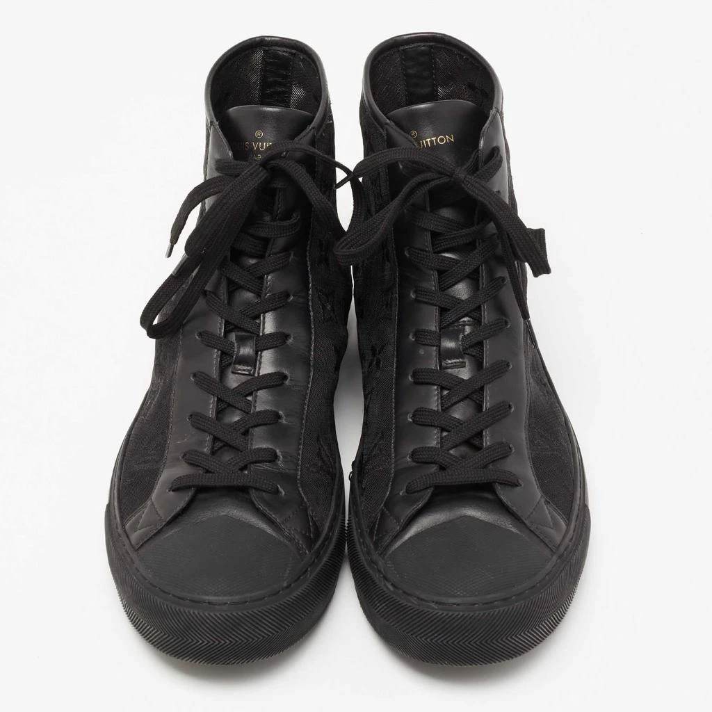 商品[二手商品] Louis Vuitton|Louis Vuitton Black Monogram Leather And Canvas Stellar High Top Sneakers Size 44,价格¥3709,第3张图片详细描述