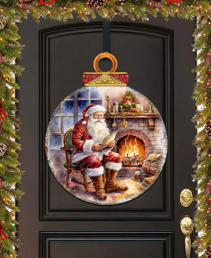 商品Designocracy|Santa at the Fireplace Christmas Door Decor Wooden Wall Decor G. DeBrekht,价格¥1099,第1张图片