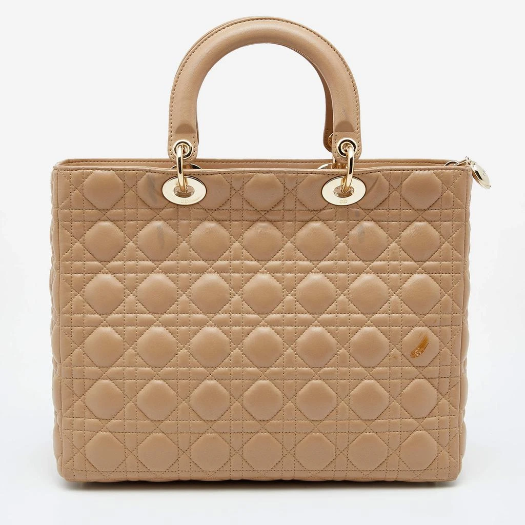 商品[二手商品] Dior|Dior Beige Cannage Leather Large Lady Dior Tote,价格¥10673,第4张图片详细描述