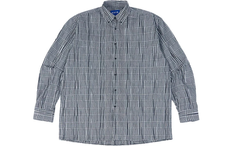 商品[国内直发] ADER error|FW21 格纹褶皱宽松长袖衬衫 男款 黑色,价格¥1208,第1张图片