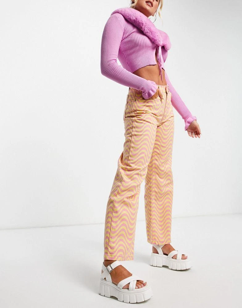 商品The Ragged Priest|The Ragged Priest dad jeans in wave print denim,价格¥315,第1张图片