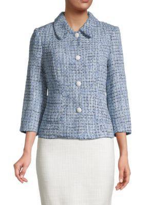 商品Karl Lagerfeld Paris|Checked Tweed Jacket,价格¥521,第1张图片