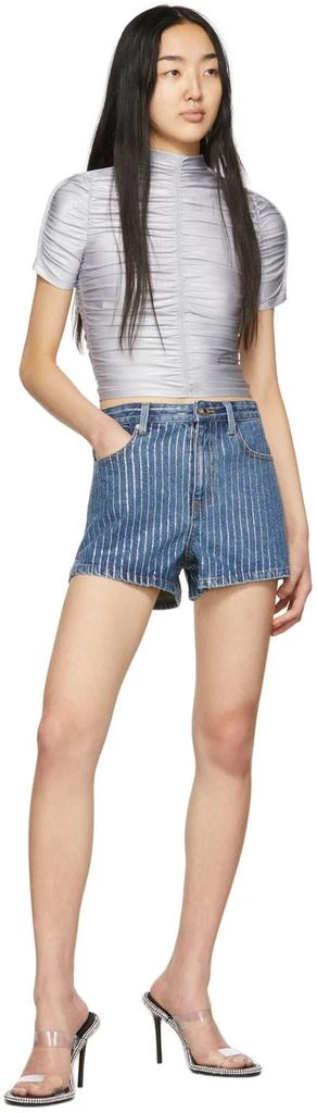 商品Alexander Wang|Indigo Crystal Stripe Bite Shorts,价格¥1537,第4张图片详细描述