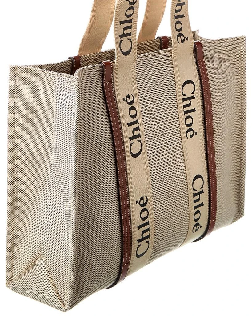 商品Chloé|Chloe Woody Large Canvas & Leather Tote,价格¥8455,第3张图片详细描述