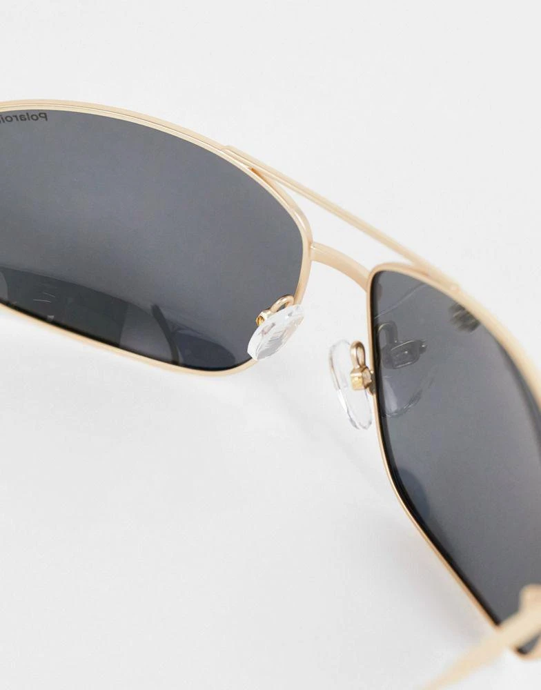 商品Polaroid|Polaroid rectangle aviator sunglasses in black and gold 2101/S,价格¥189,第4张图片详细描述