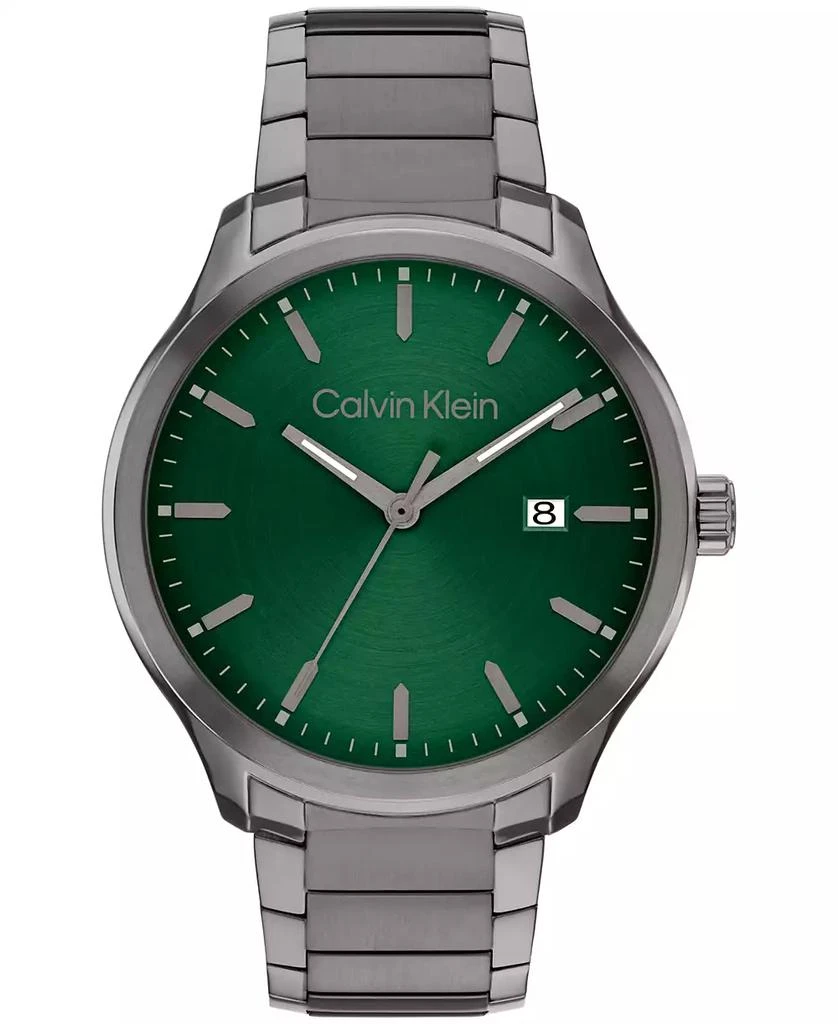 商品Calvin Klein|Men's 3H Quartz Gray Stainless Steel Bracelet Watch 43mm,价格¥996,第1张图片