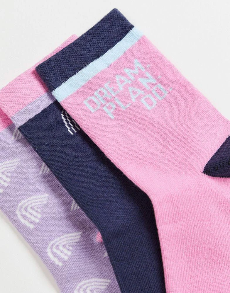 商品Threadbare|Threadbare 3 pack dream plan dot sock in pink and navy,价格¥36,第4张图片详细描述