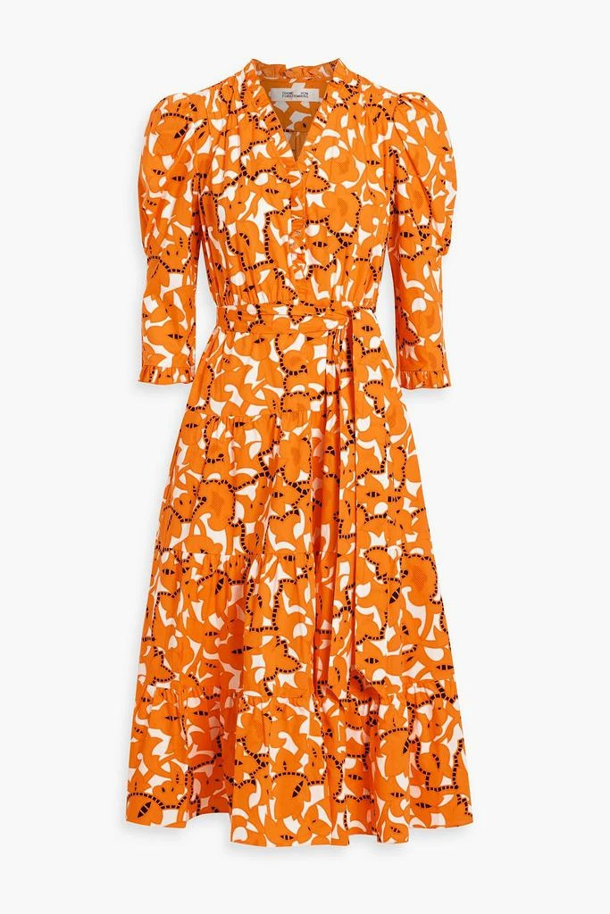 商品Diane von Furstenberg|Leylani ruffled printed cotton-poplin midi dress,价格¥795,第1张图片