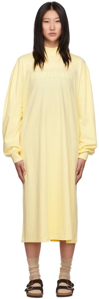 Yellow Long Sleeve Midi Dress商品第1张图片规格展示