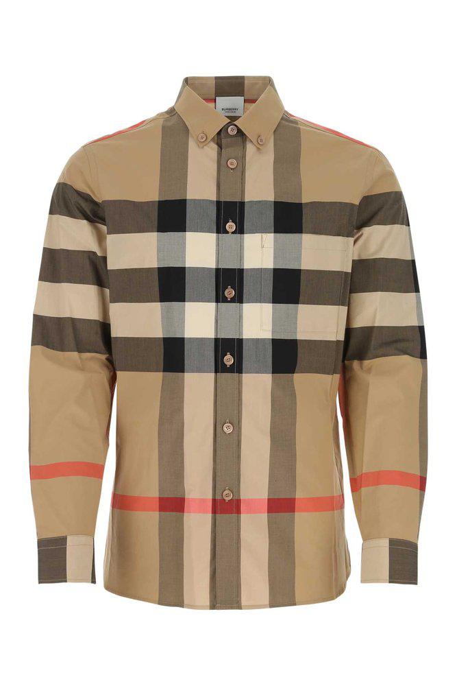 Burberry Button-Up Poplin Long-Sleeve Shirt商品第1张图片规格展示