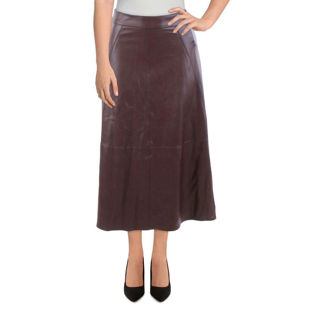 商品Marella|Marella Womens Omelia Faux Leather Flared A-Line Skirt,价格¥397,第1张图片