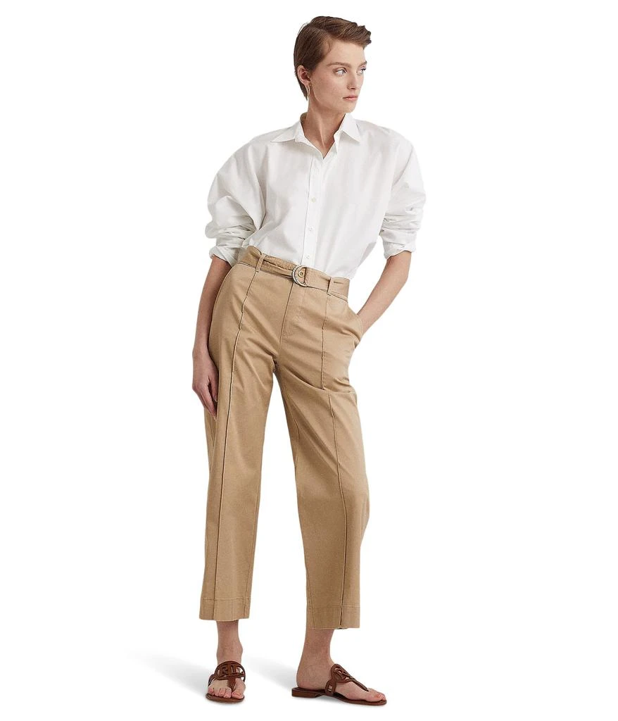 商品Ralph Lauren|Micro-Sanded Twill Belted Wide-Leg Pants,价格¥959,第4张图片详细描述