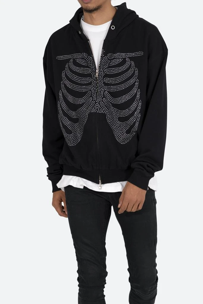 商品MNML|Rhinestone Skeleton Zip Up Hoodie - Black,价格¥137,第2张图片详细描述