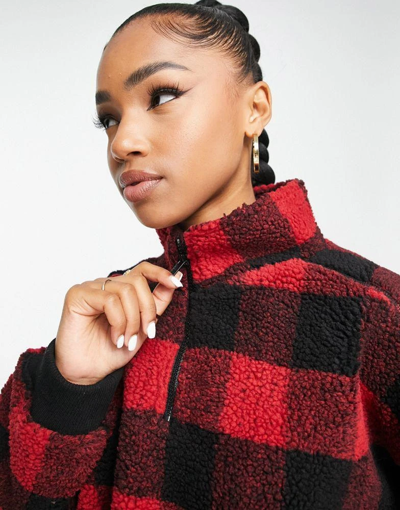 商品Aeropostale|Aeropostale button up fleece pullover in red check,价格¥184,第4张图片详细描述