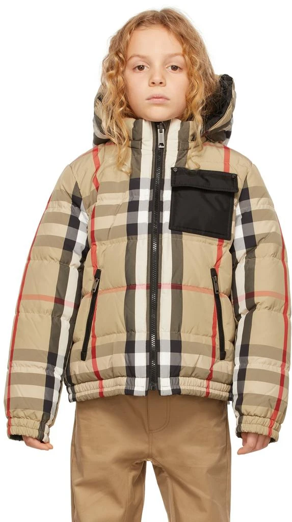 商品Burberry|Kids Reversible Beige Down Check Puffer Jacket,价格¥3761,第2张图片详细描述