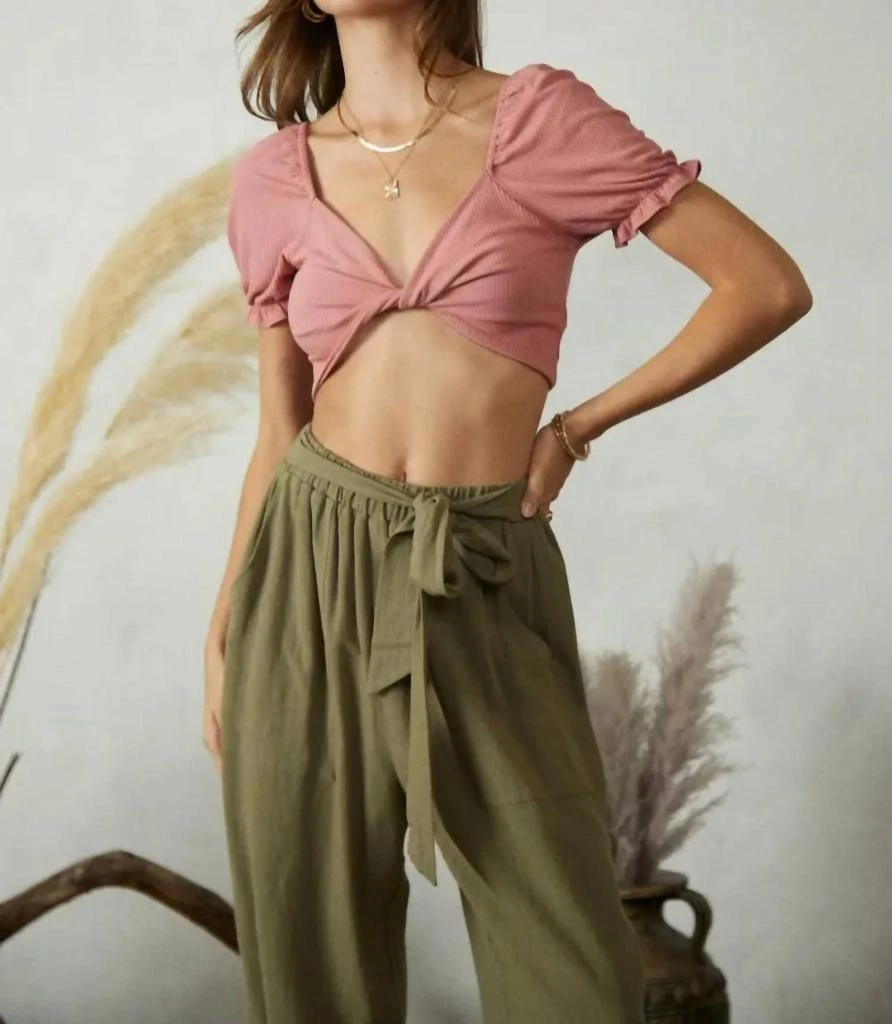 商品ENDLESS BLU.|Tina Twist Front Crop Top In Mauve,价格¥284,第1张图片