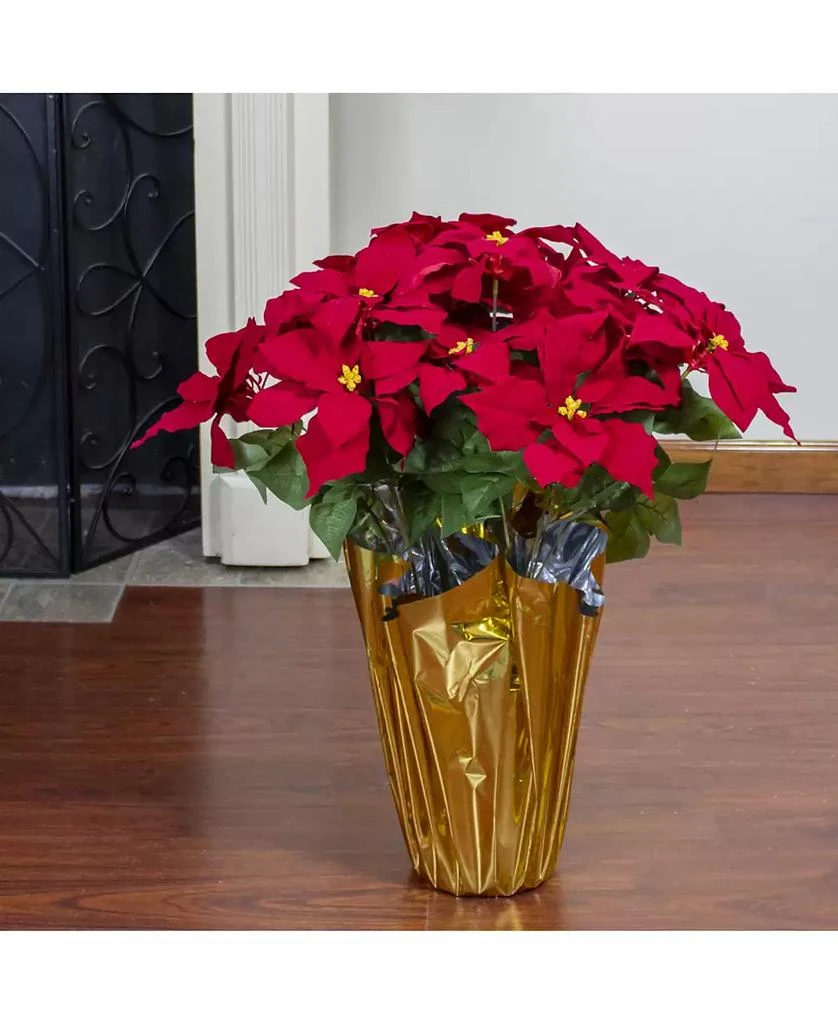商品Northlight|Red Artificial Christmas Poinsettia with Gold Tone Wrapped Pot,价格¥1135,第3张图片详细描述
