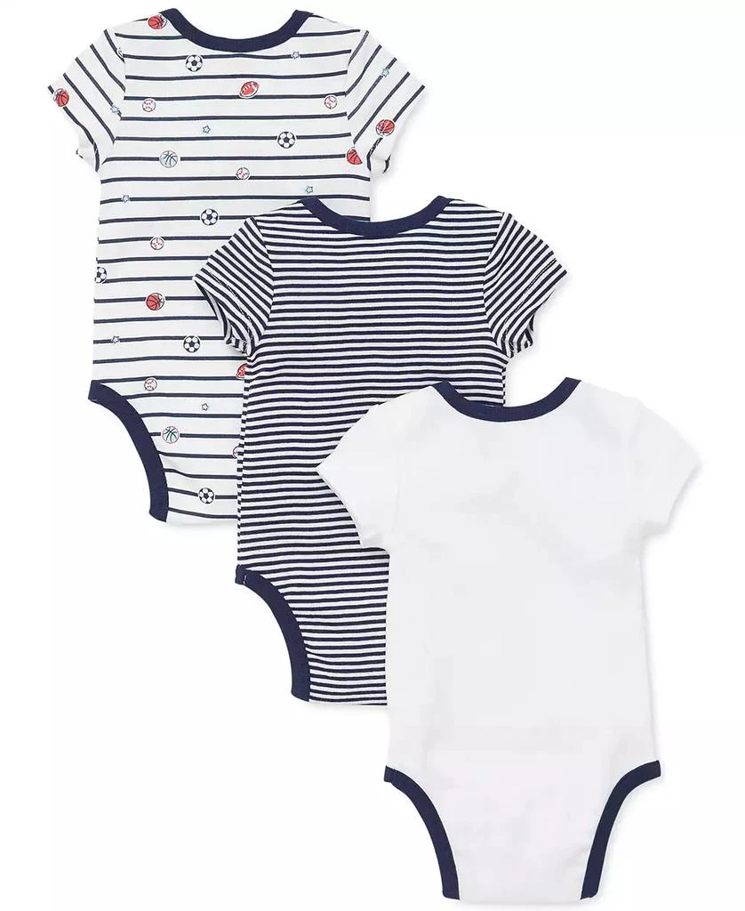 商品Little Me|Baby Boys Cotton Sports Star Bodysuits, Pack of 3,价格¥98,第2张图片详细描述