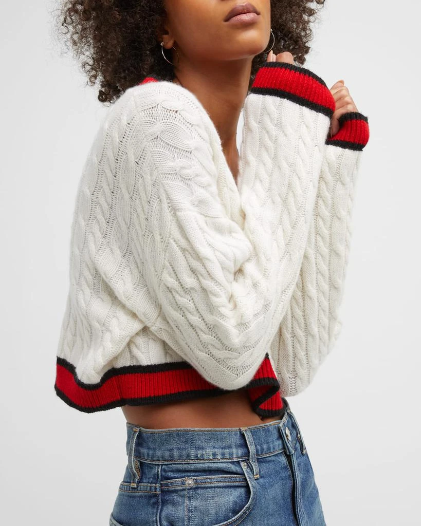 Ayden Cropped V-Neck Cable-Knit Sweater 商品