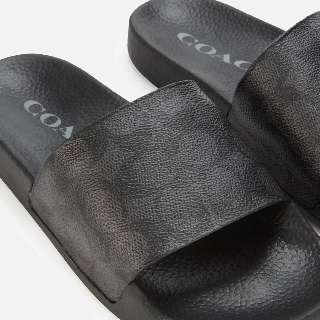 Coach Women's Udele Coated Canvas Slide Sandals - Charcoal/Black商品第3张图片规格展示