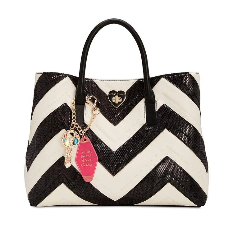 商品Betsey Johnson|Large Chevron Tote with Hotel Charms,价格¥570,第1张图片