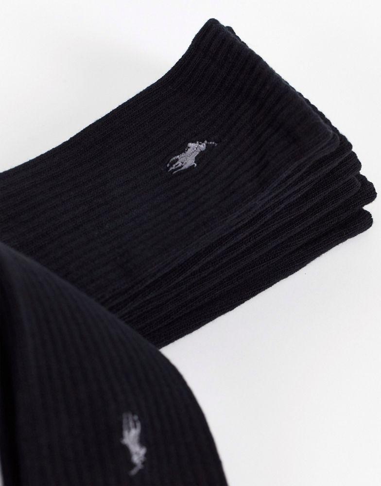 Polo Ralph Lauren 6 pack sport socks in black with pony logo商品第3张图片规格展示