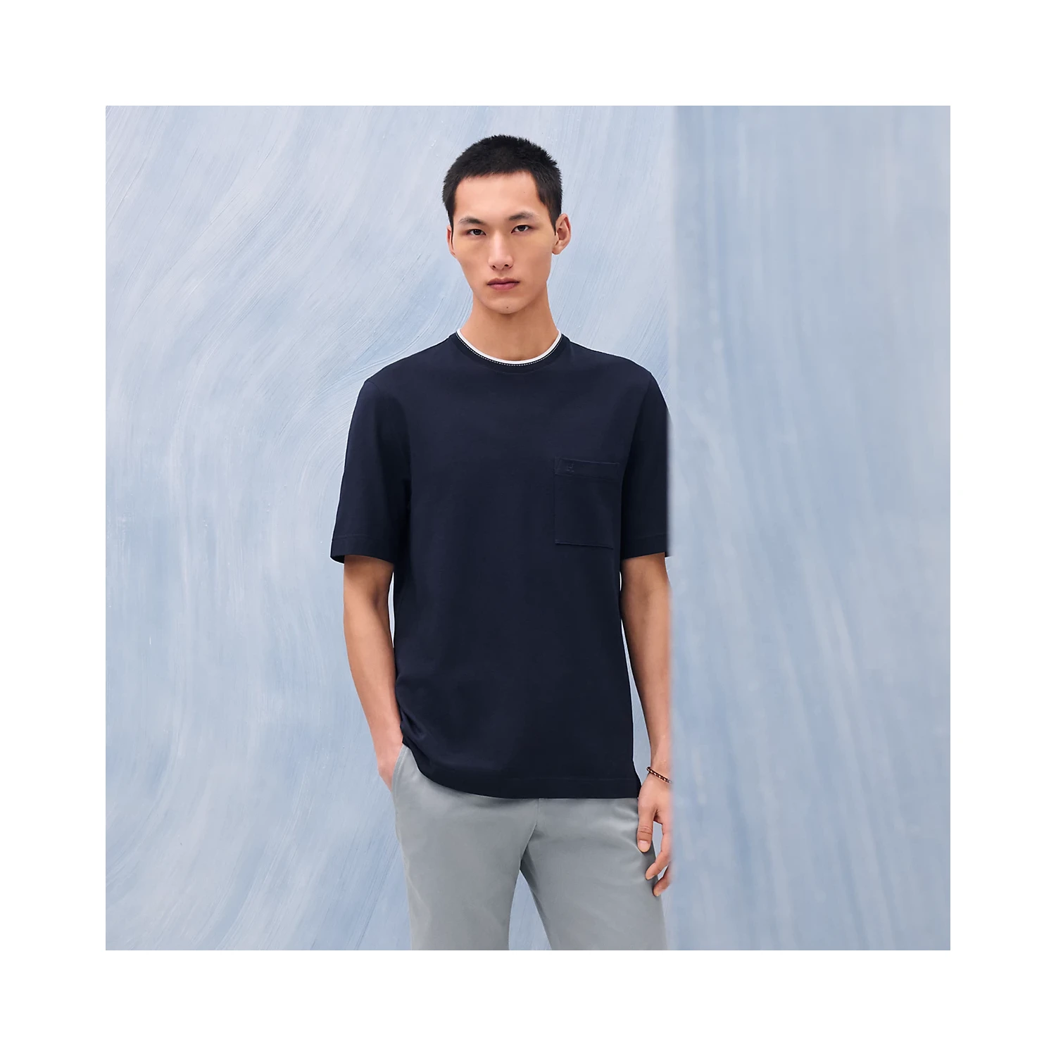 商品Hermes|【预售】 爱马仕 25春夏 男士 短袖T恤 T-shirt détail « piqûres sellier » H557970HA01 ,价格¥4561,第1张图片