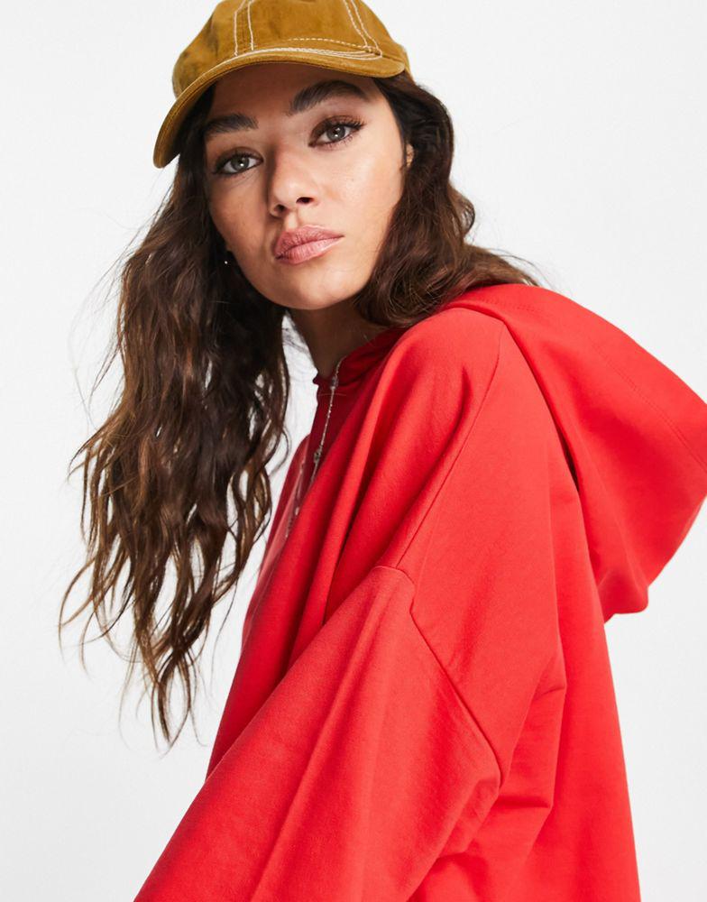 ASOS DESIGN oversized hoodie sweat mini dress in red商品第3张图片规格展示
