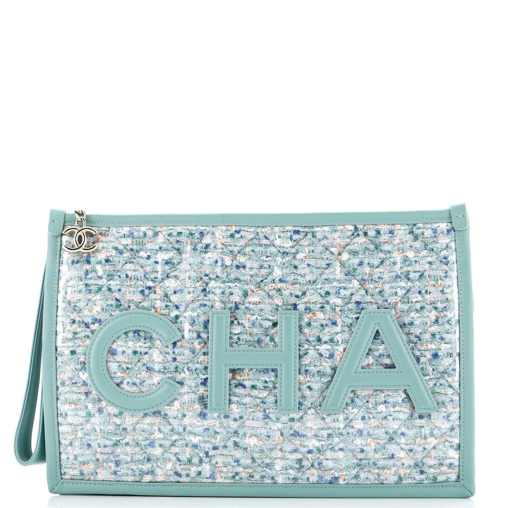 商品[二手商品] Chanel|Logo Wristlet Clutch PVC Over Quilted Tweed Large,价格¥14172,第1张图片