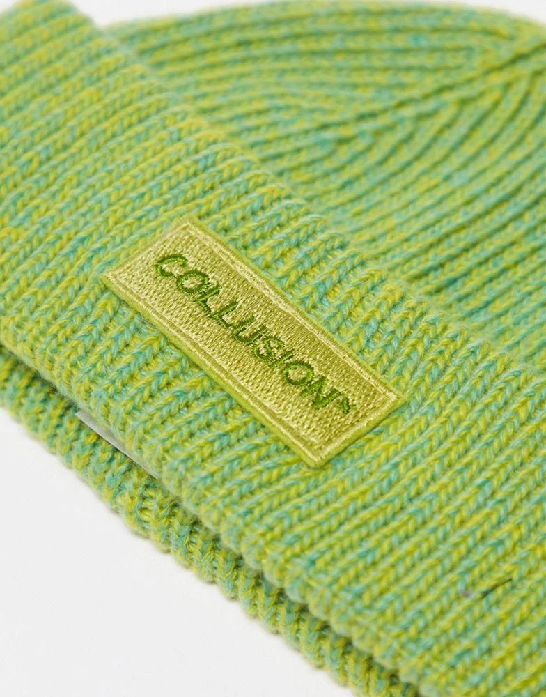 商品COLLUSION|COLLUSION Unisex space dye knit logo fisherman beanie in green,价格¥49,第2张图片详细描述