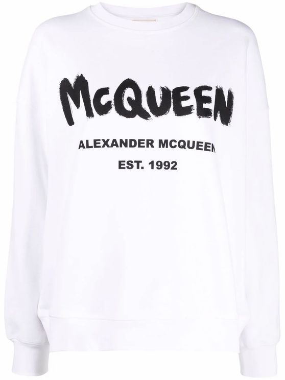 商品Alexander McQueen|ALEXANDER MCQUEEN 女士白色棉质圆领卫衣 659975-QZAD5-0909,价格¥1585,第1张图片