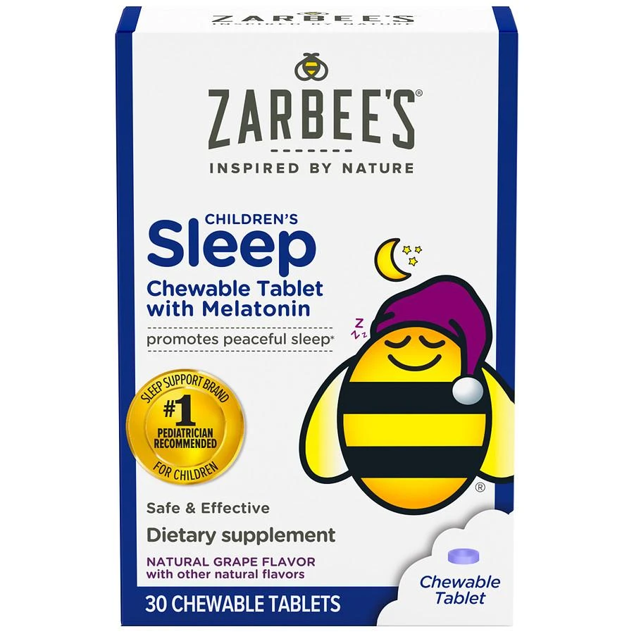 商品ZarBee's Naturals|儿童睡眠含褪黑激素，葡萄咀嚼片葡萄味，不含香料 ,价格¥82,第1张图片
