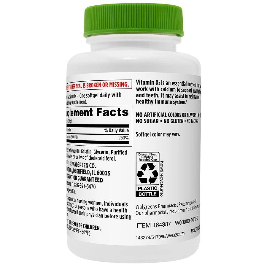 商品Walgreens Broadline|Vitamin D3 50 mcg (2000 IU),价格¥186,第2张图片详细描述