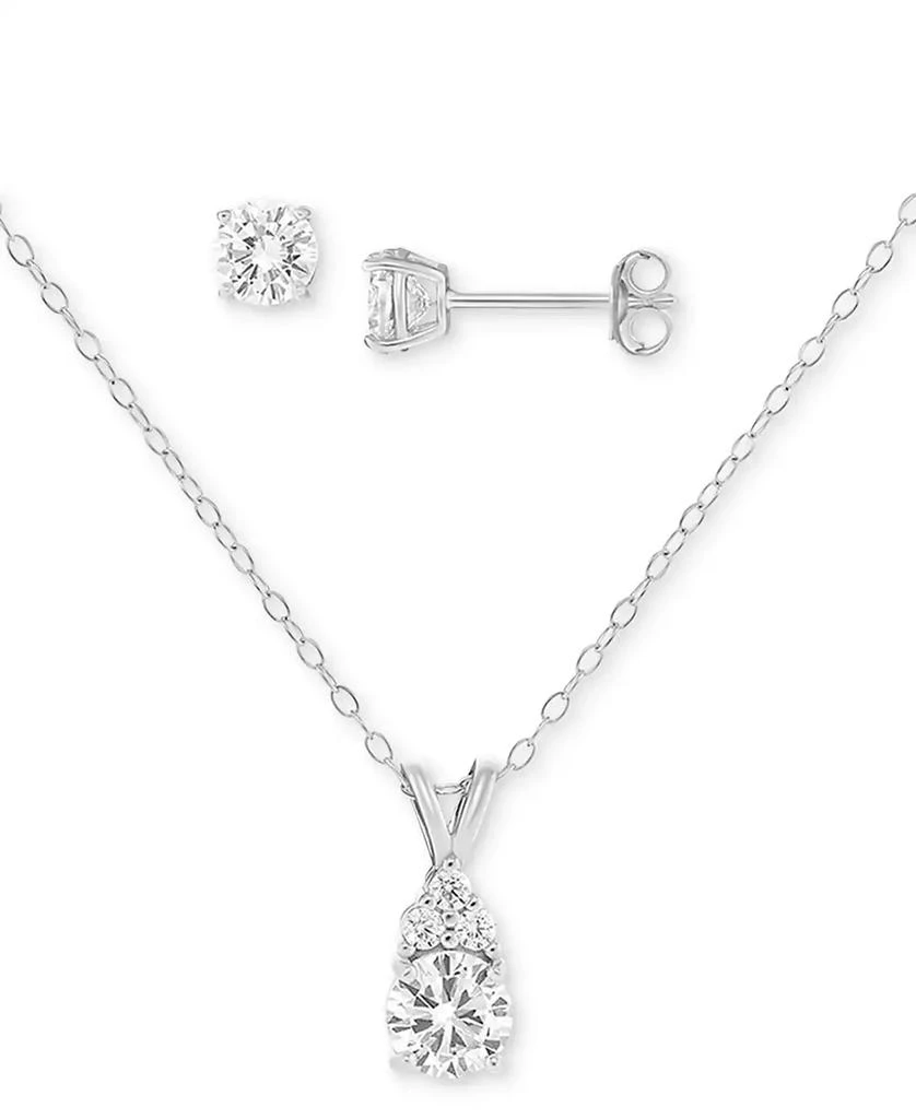 商品Giani Bernini|2-Pc. Set Cubic Zirconia Pendant Necklace & Stud Earrings in Sterling Silver, Created for Macy's,价格¥187,第1张图片