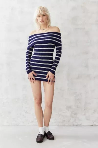 商品Urban Outfitters|UO Tori Striped Off-The-Shoulder Knit Mini Dress,价格¥522,第3张图片详细描述