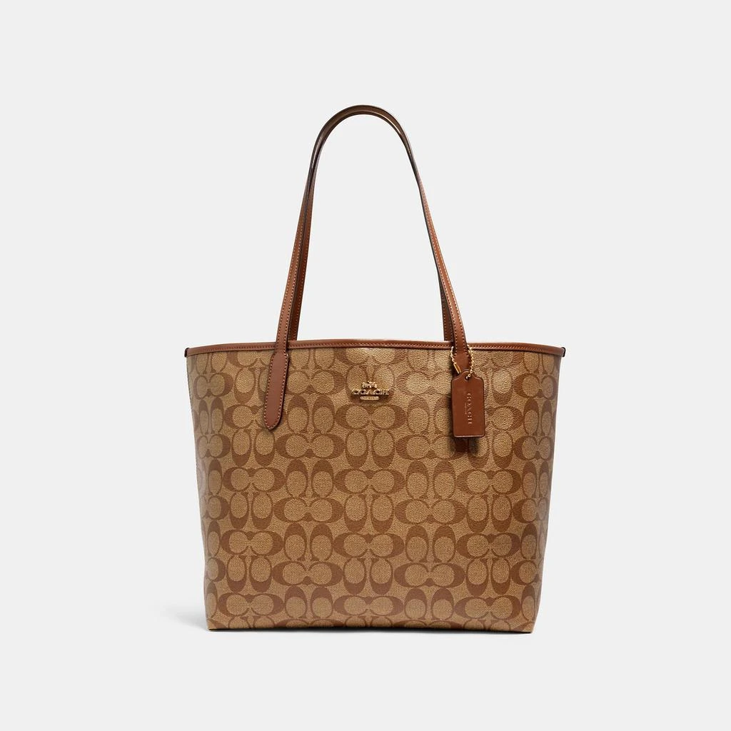 商品Coach|蔻驰托特女款单肩包 托特包 老花 多色可选,价格¥1201,第5张图片详细描述