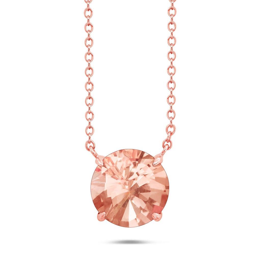 商品Nicole Miller|Sterling Silver and 14k Rose Gold Overlay Gemstone Round Solitaire Pendant Necklace on 18 Inch Adjustable Chain,价格¥369-¥532,第4张图片详细描述
