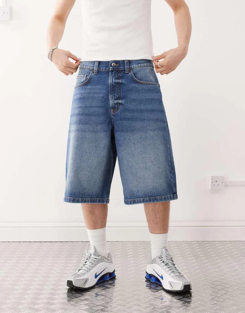 商品COLLUSION|COLLUSION denim skater jorts in midwash,价格¥260,第1张图片